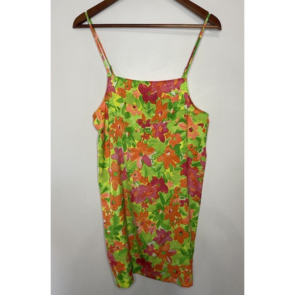 Sanctuary Women's Medium Green Floral 90s Print Babydoll Sleeveless Mini Dress